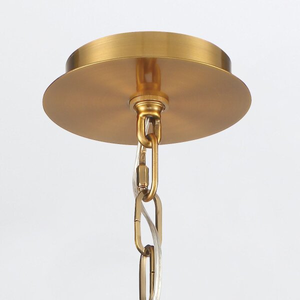 Hängeleuchte rund Ø 36 cm Rauchglas Metall in Messing antik