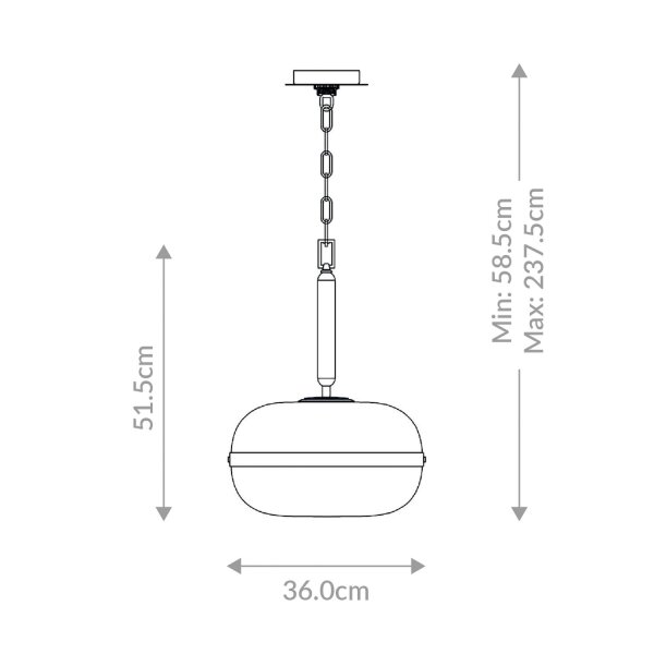 Hängeleuchte rund Ø 36 cm Rauchglas Metall in Messing antik