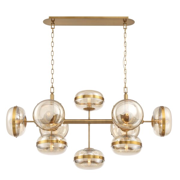 Pendelleuchte Esstisch B: 137,8 cm lang E27 Rauchglas Metall