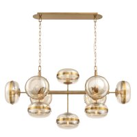 Pendelleuchte Esstisch B: 137,8 cm lang E27 Rauchglas Metall