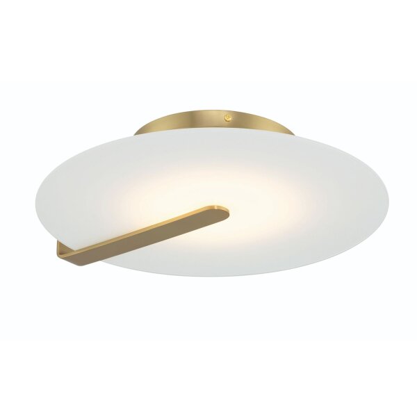 LED Deckenleuchte Glas Metall Ø 43,2 cm rund in Weiß Gold