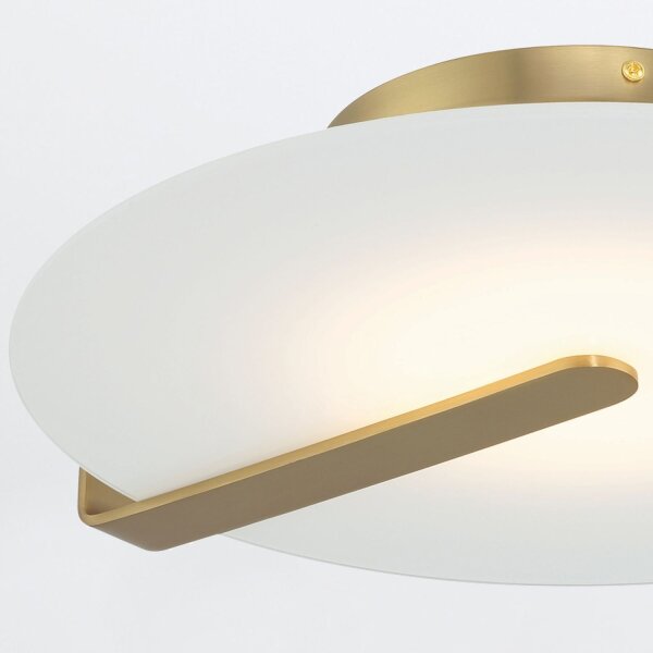 LED Deckenleuchte Glas Metall Ø 43,2 cm rund in Weiß Gold