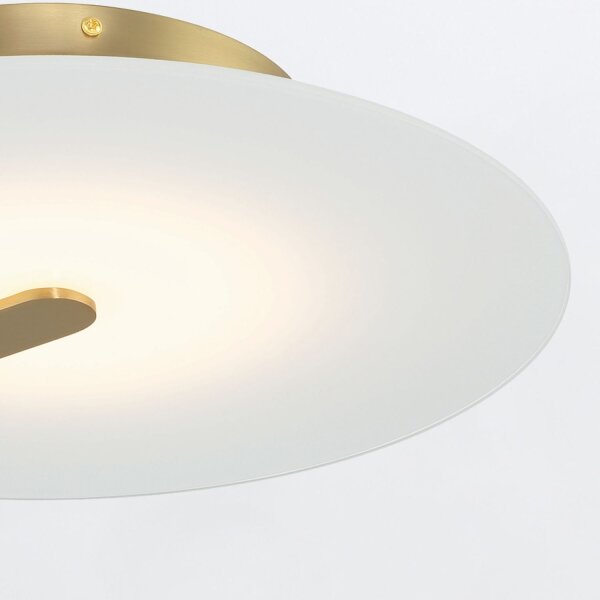 LED Deckenleuchte Glas Metall Ø 43,2 cm rund in Weiß Gold