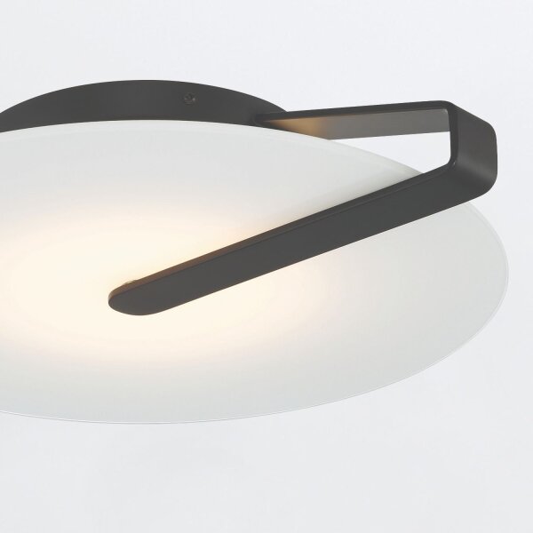 LED Deckenlampe rund Ø 43,2 cm Schwarz Weiß Metall Glas