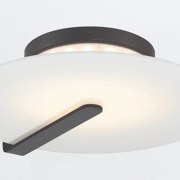 LED Deckenlampe rund Ø 43,2 cm Schwarz Weiß Metall Glas