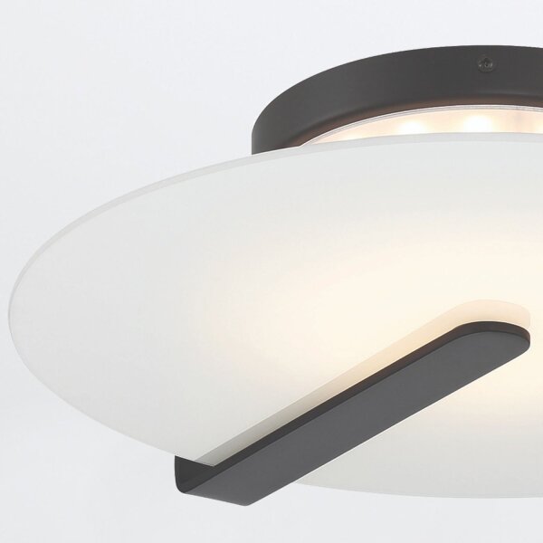 LED Deckenlampe rund Ø 43,2 cm Schwarz Weiß Metall Glas