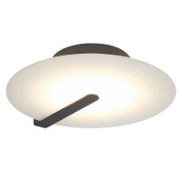 LED Deckenlampe rund &Oslash; 43,2 cm Schwarz Wei&szlig; Metall Glas