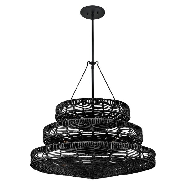 Kronleuchter Schwarz groß Ø 76,2 cm Rattan Metall GARRON
