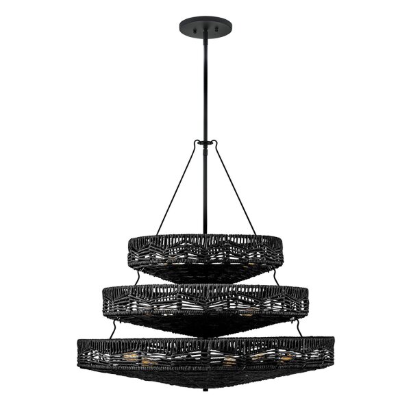 Kronleuchter Schwarz groß Ø 76,2 cm Rattan Metall GARRON