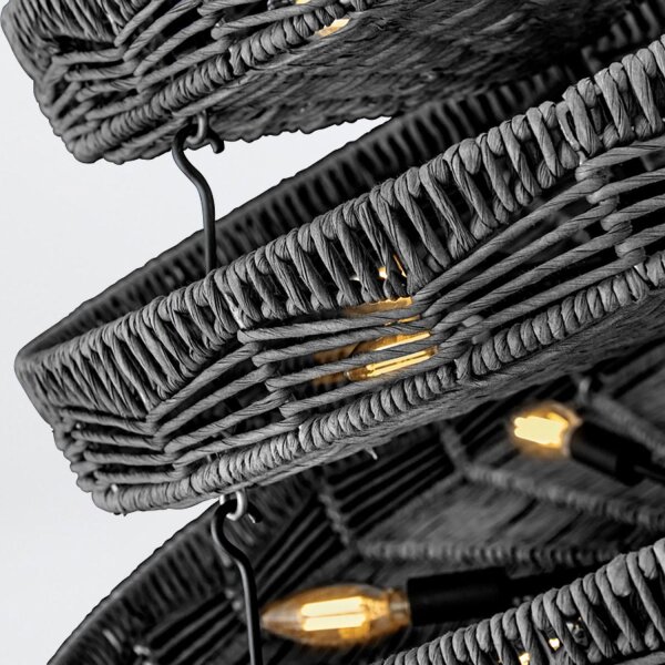 Kronleuchter Schwarz groß Ø 76,2 cm Rattan Metall GARRON