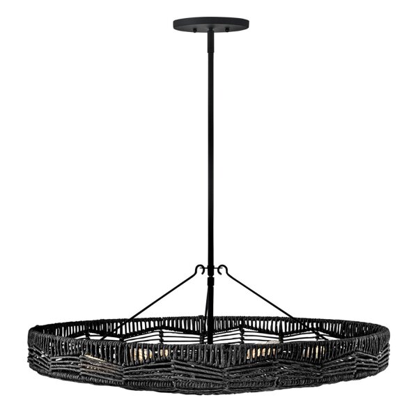 Pendelleuchte Rattan rund Ø 76,2 cm groß Schwarz Modern