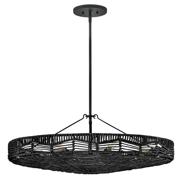 Pendelleuchte Rattan rund Ø 76,2 cm groß Schwarz Modern