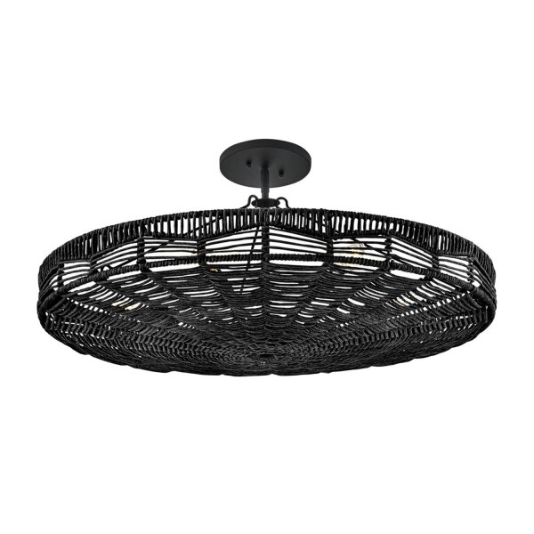 Pendelleuchte Rattan rund Ø 76,2 cm groß Schwarz Modern