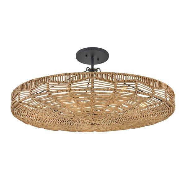 Hängeleuchte rund Ø 76,2 cm groß Rattan Korbschirm