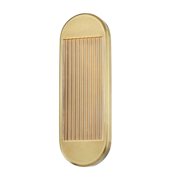 LED Wandlampe Metall Glas H: 42,2 cm in Messing Antik