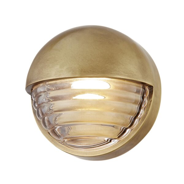 LED Wandleuchte innen rund Ø 14,3 cm klein in Messing Antik