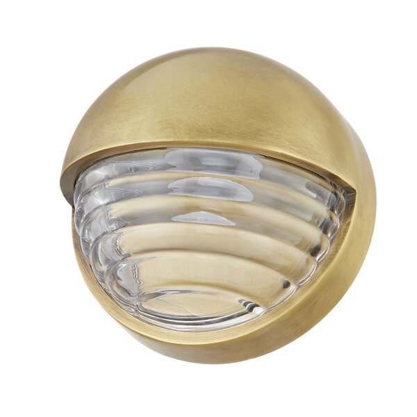 LED Wandleuchte innen rund Ø 14,3 cm klein in Messing Antik