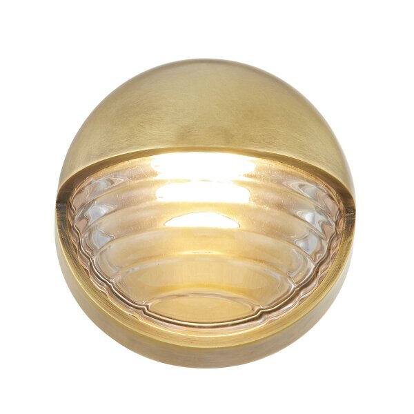 LED Wandleuchte innen rund Ø 14,3 cm klein in Messing Antik