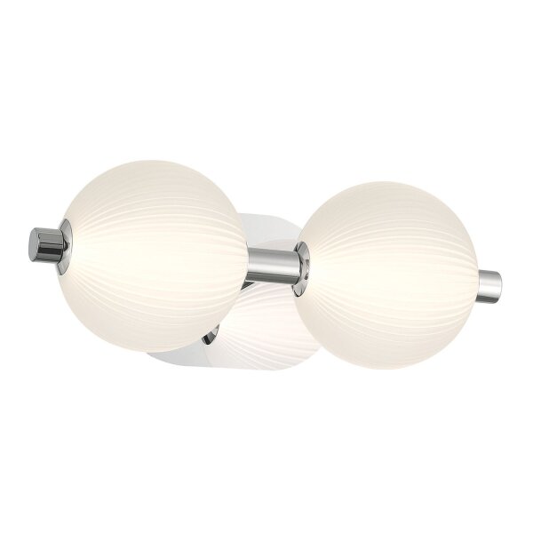 LED Wandlampe Badezimmer 39 cm Glas Metall in Nickel Weiß IP44