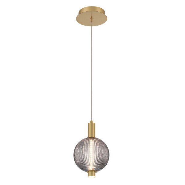 LED Pendelleuchte Kugelschirm Ø 15,2 cm schmal Rauchglas