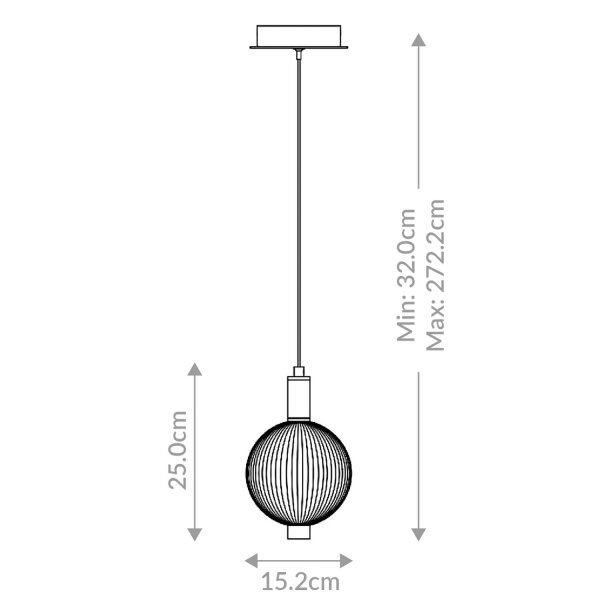LED Hängeleuchte Rauchglas Metall D: 15,2 cm rund 3000 K