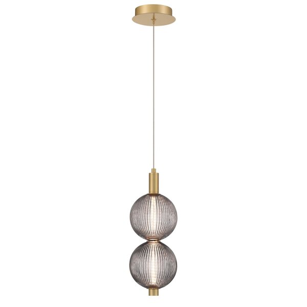 Pendelleuchte LED rund Ø 15,2 cm 3000 K Rauchglas Metall