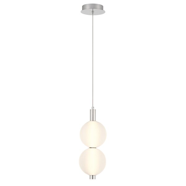 LED Hängelampe Weiß Nickel Ø 15,2 cm Kugel Schirm Glas Metall