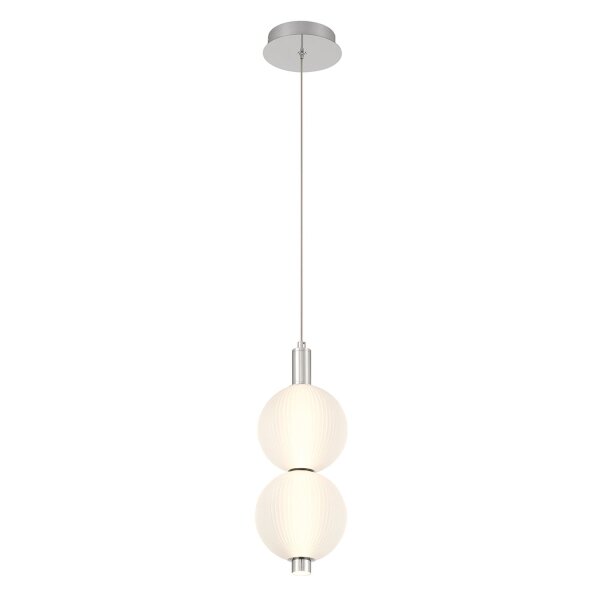 LED Hängelampe Weiß Nickel Ø 15,2 cm Kugel Schirm Glas Metall