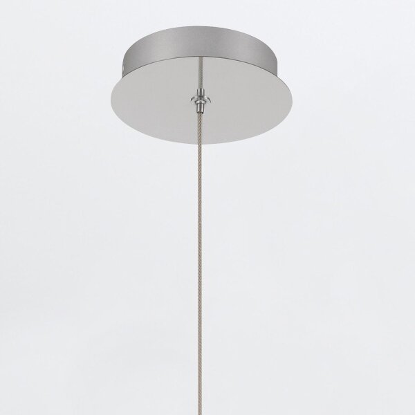 LED Hängelampe Weiß Nickel Ø 15,2 cm Kugel Schirm Glas Metall