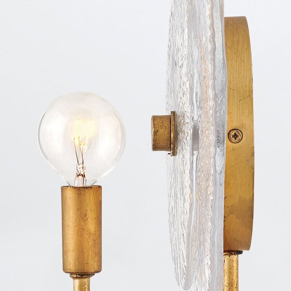 Wandleuchte innen H: 30 cm in Messing Antik aus Stahl Glas