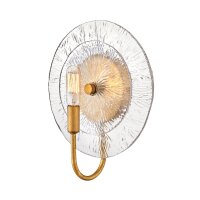 Wandleuchte innen H: 30 cm in Messing Antik aus Stahl Glas