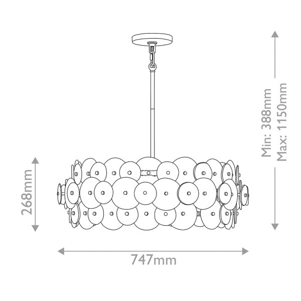 Pendelleuchte rund Ø 74,7 cm Metall Glas E27 in Messing antik