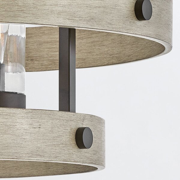 Außenleuchte Aluminium Glas rund D: 68,6 cm IP44 E27 Holzoptik