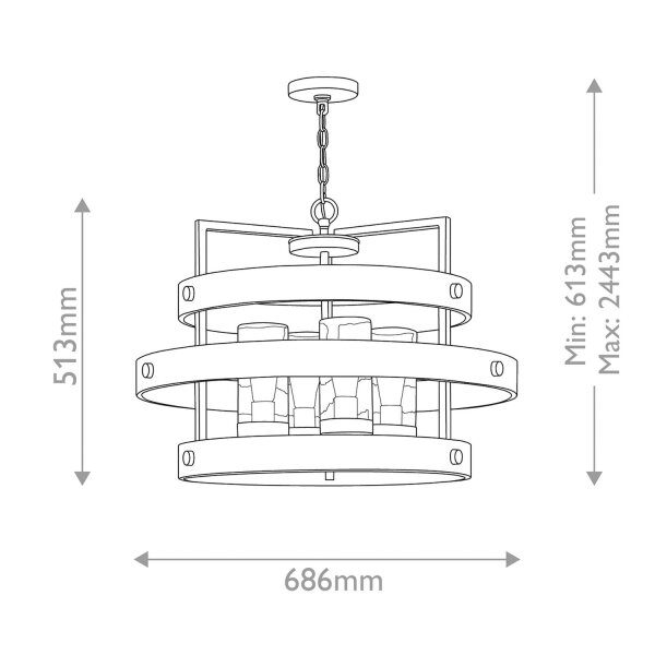 Außenleuchte Aluminium Glas rund D: 68,6 cm IP44 E27 Holzoptik