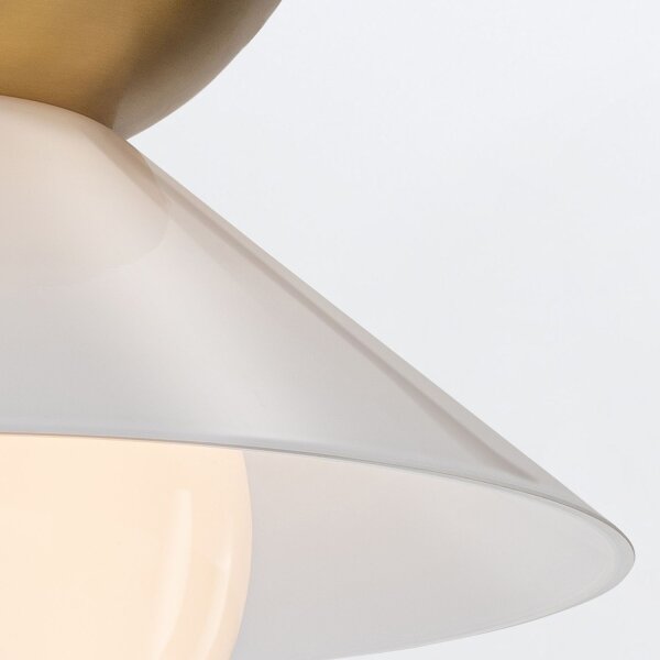 Deckenlampe Weiß Messing antik Ø 36,6 cm E27 Retro Metall Glas
