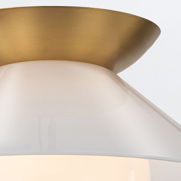 Deckenlampe Weiß Messing antik Ø 36,6 cm E27 Retro Metall Glas