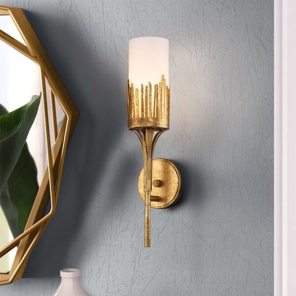 Wandleuchte Bad H: 45,7 cm IP44 E14 Metall Glas in Blattgold