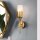 Wandleuchte Bad H: 45,7 cm IP44 E14 Metall Glas in Blattgold