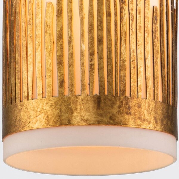 Hängeleuchte schmal Ø 15,9 cm Metall Glas in Blattgold Antik
