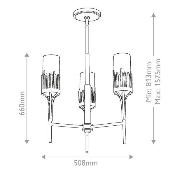 Kronleuchter Modern Ø 50,8 cm 3-armig E14 in Blattgold