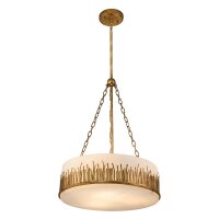 Hängelampe rund Ø 53,3 cm Metall Glas in Gold...