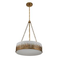 Hängelampe rund Ø 53,3 cm Metall Glas in Gold...