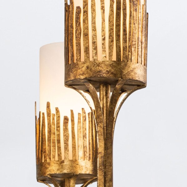 Kronleuchter mit Schirm Ø 83,8 cm groß in Blattgold Antik E14
