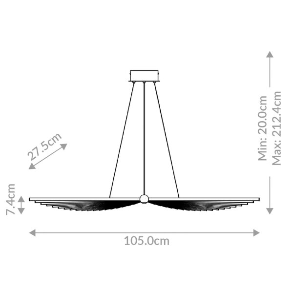 Pendelleuchte LED Modern B: 105 cm Metall verstellbar