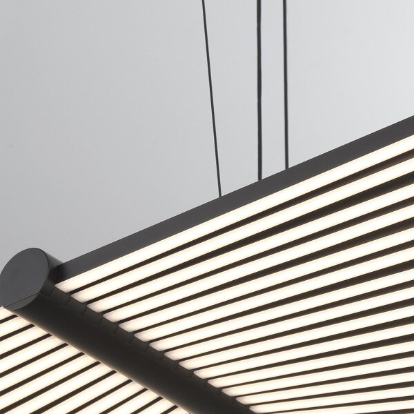 LED Hängelampe verstellbar B: 105 cm Schwarz Metall 3000K