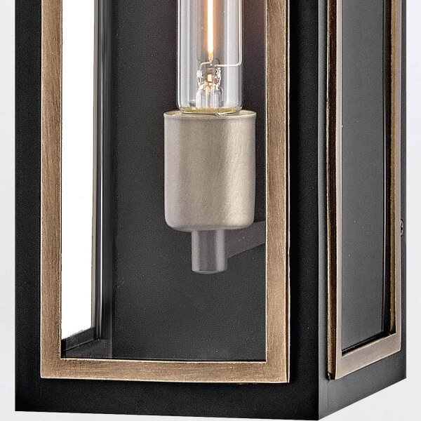 Außenlampe Wand 38,1 cm hoch IP44 E27 Aluminium Glas eckig
