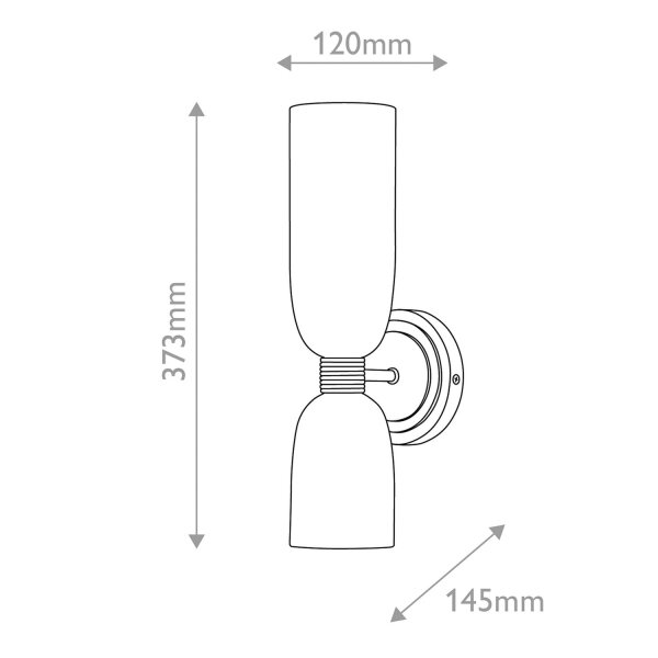 Wandleuchte Bad Schwarz Weiß Metall Glas 37,3 cm hoch IP44