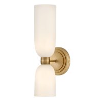 Badezimmerlampe Wand H: 37,3 cm IP44 in Messing Weiß
