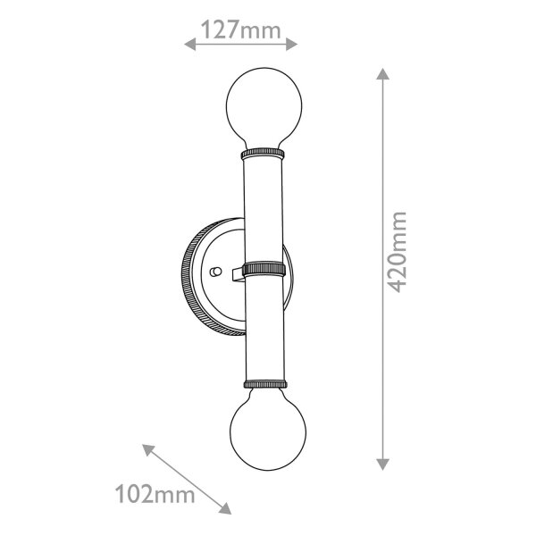 Wandlampe Bad 24,8 cm hoch IP44 Metall in Nickel 2x E27