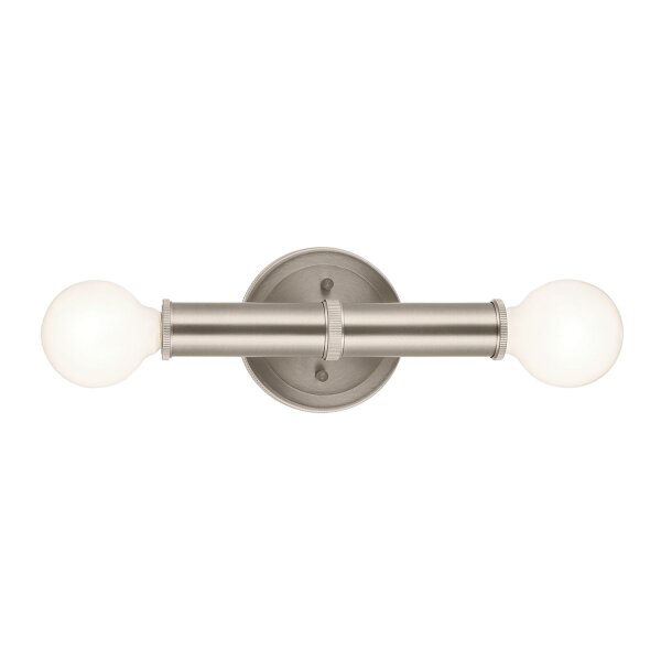 Wandlampe Bad 24,8 cm hoch IP44 Metall in Nickel 2x E27